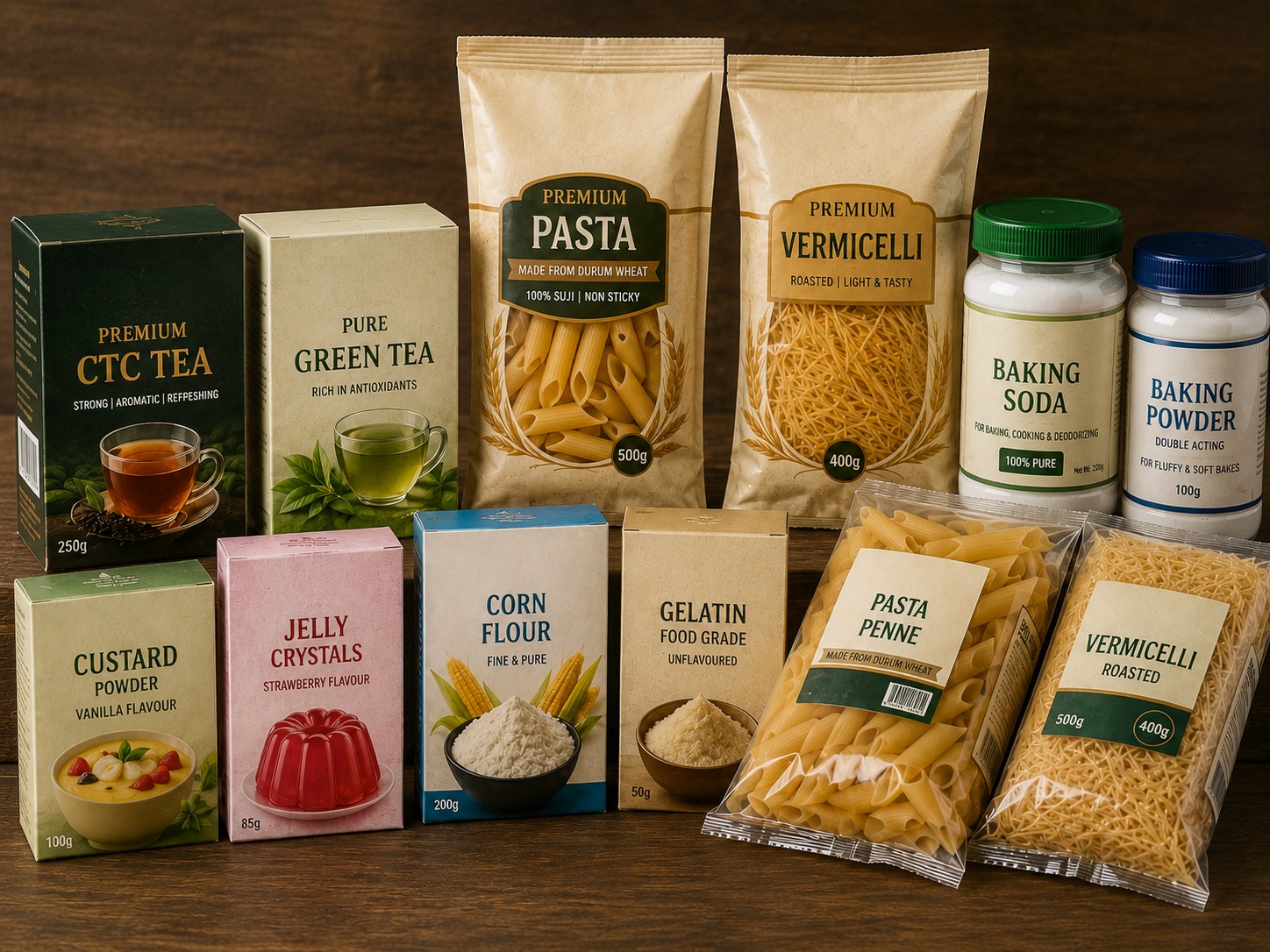 Packaged groceries and corn grains